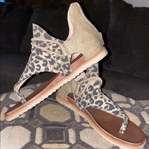 Leopard gladiator sandals